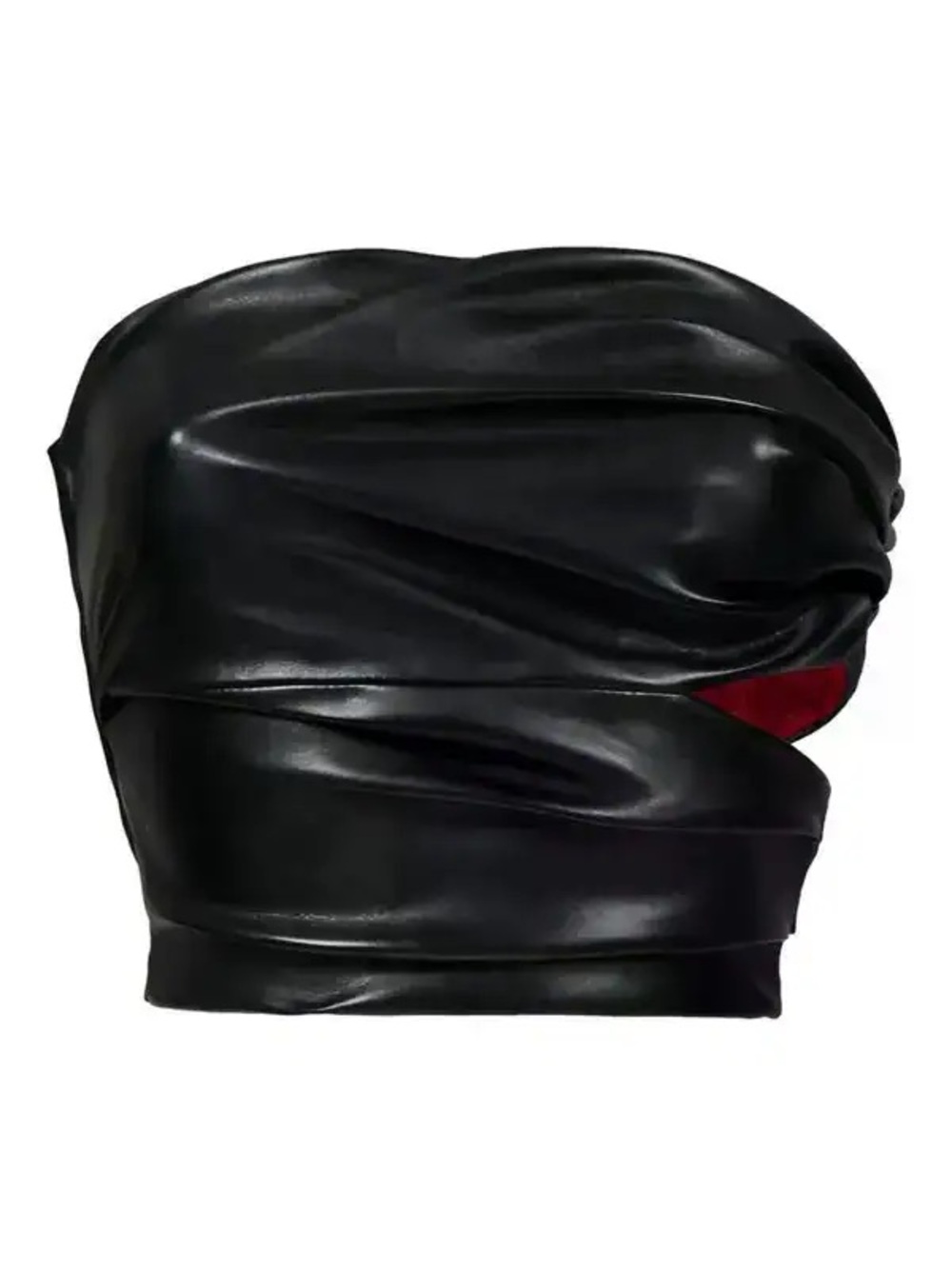 LIKA Draped Faux Vegan Leather Strapless Crop Top
